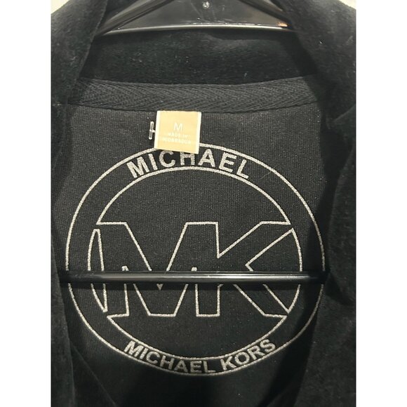 Michael Kors Zip Front Velour Jacket Black Sz Medium Long Sleeve Sportswear - Picture 7 of 11
